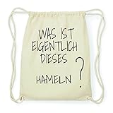 JOllify HAMELN Hipster Turnbeutel Tasche Rucksack aus Baumwolle - Farbe: Natur - Design: was ist eigentlich - Farbe: Natur