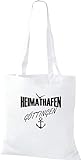 Shirtstown Stoffbeutel,Heimathafen Göttingen, Spruch Sprüche, Tasche Beutel, Jute, Shopper, einkaufen Logo Motiv, Farbe weiß