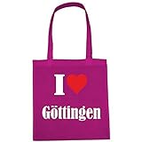 Tasche I Love Göttingen Größe 38x42 Farbe Pink Druck Weiss