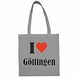 Tasche I Love Göttingen Größe 38x42 Farbe Grau Druck Schwarz