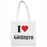 Tasche I Love Göttingen Größe 38x42 Farbe Weiss Druck Schwarz