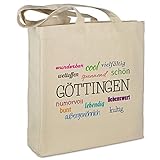 Stofftasche mit Stadt/Ort "Göttingen " - Motiv Positive Eigenschaften - Farbe beige - Stoffbeutel, Jutebeutel, Einkaufstasche, Beutel