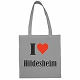 Tasche I Love Hildesheim Größe 38x42 Farbe Grau Druck Schwarz