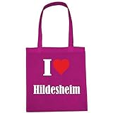 Tasche I Love Hildesheim Größe 38x42 Farbe Pink Druck Weiss