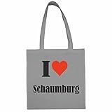Tasche I Love Schaumburg Größe 38x42 Farbe Grau Druck Schwarz
