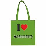 Tasche I Love Schaumburg Größe 38x42 Farbe Grün Druck Schwarz
